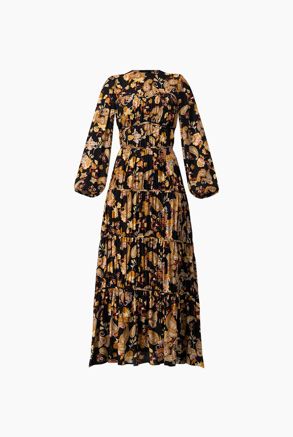 Maxi vestido de manga abullonada