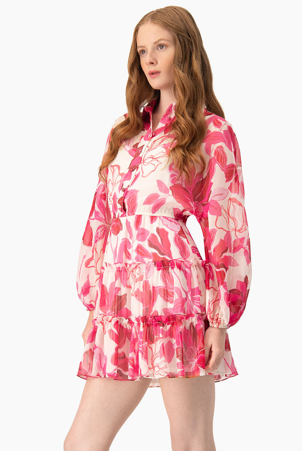 Vestido corto camisero manga larga