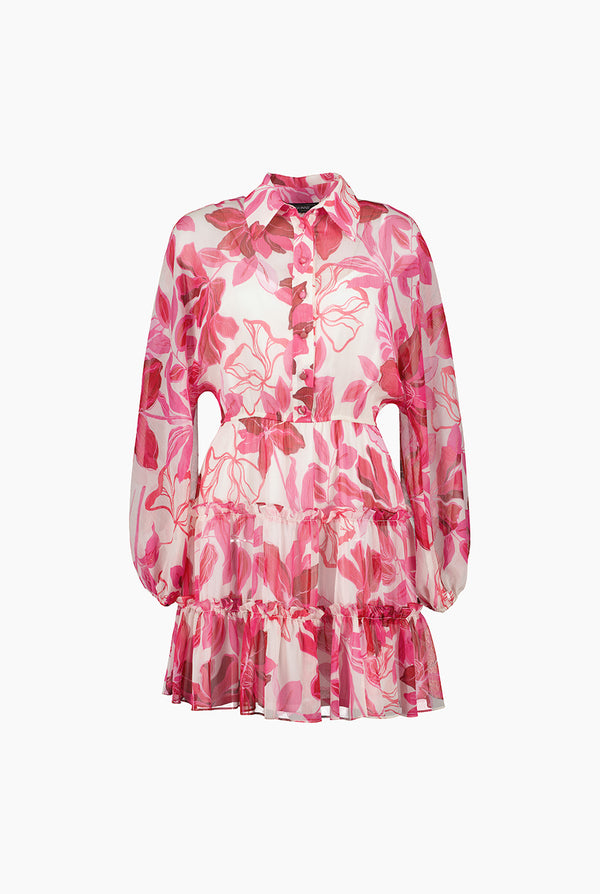 Vestido corto camisero manga larga