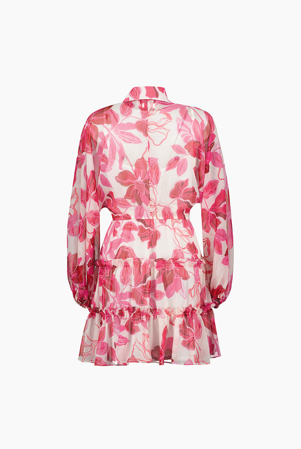 Vestido corto camisero manga larga