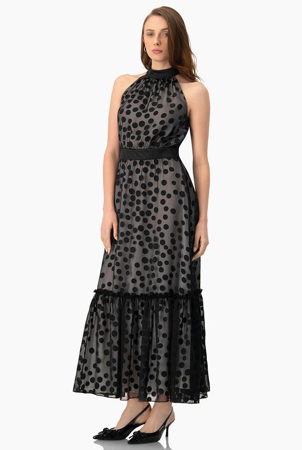 Vestido maxi cuello halter