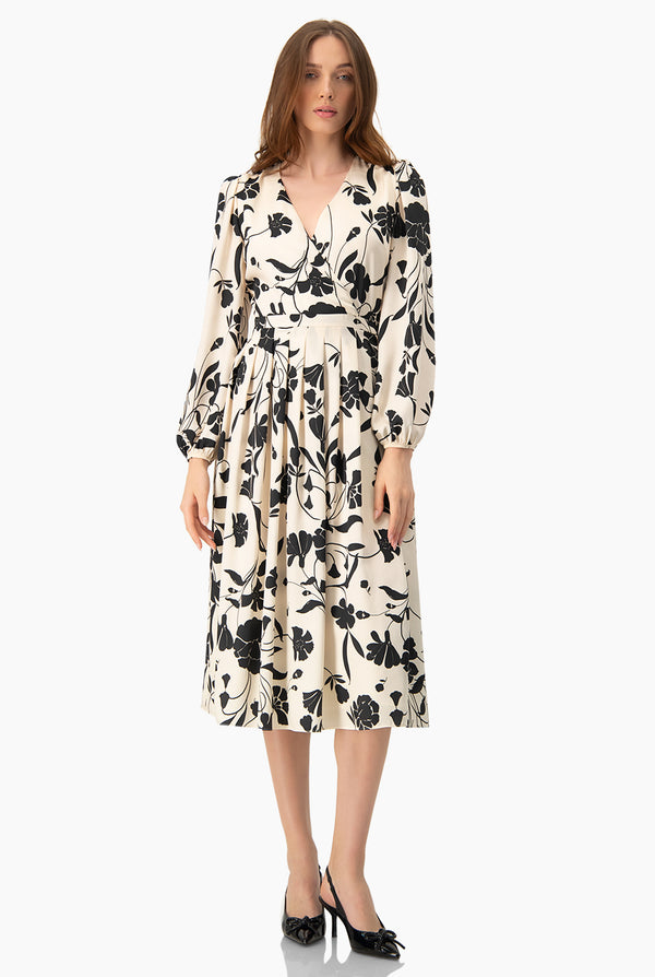 Vestido escote V midi