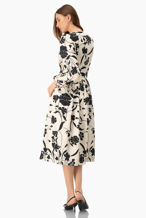 Vestido escote V midi