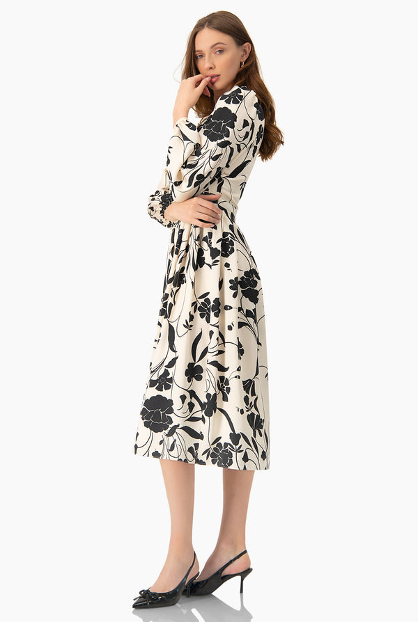 Vestido escote V midi