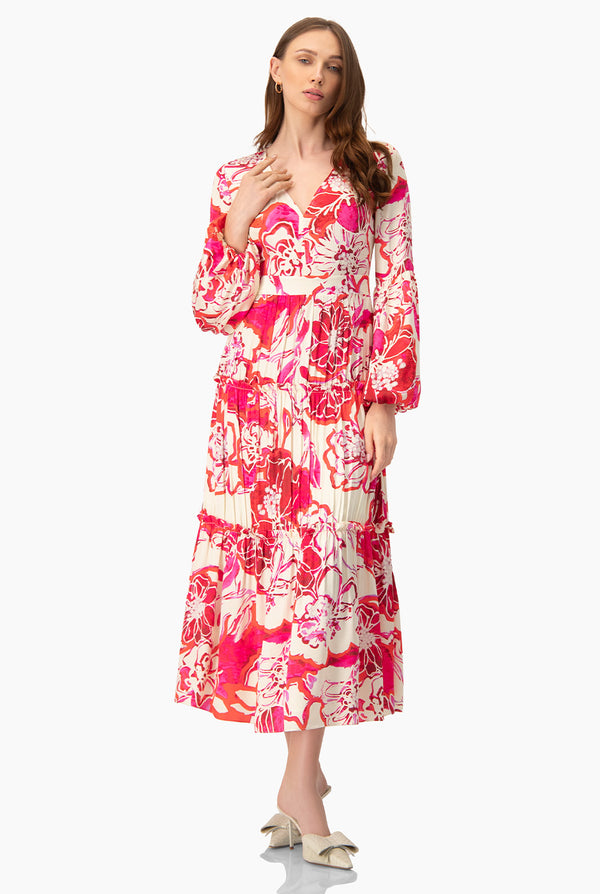 Maxi vestido manga abullonada