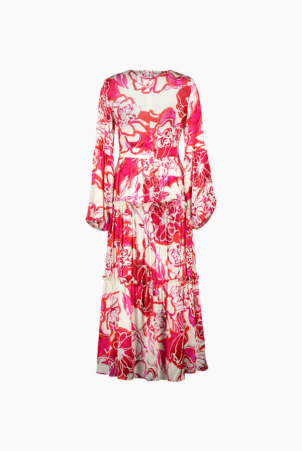 Maxi vestido manga abullonada