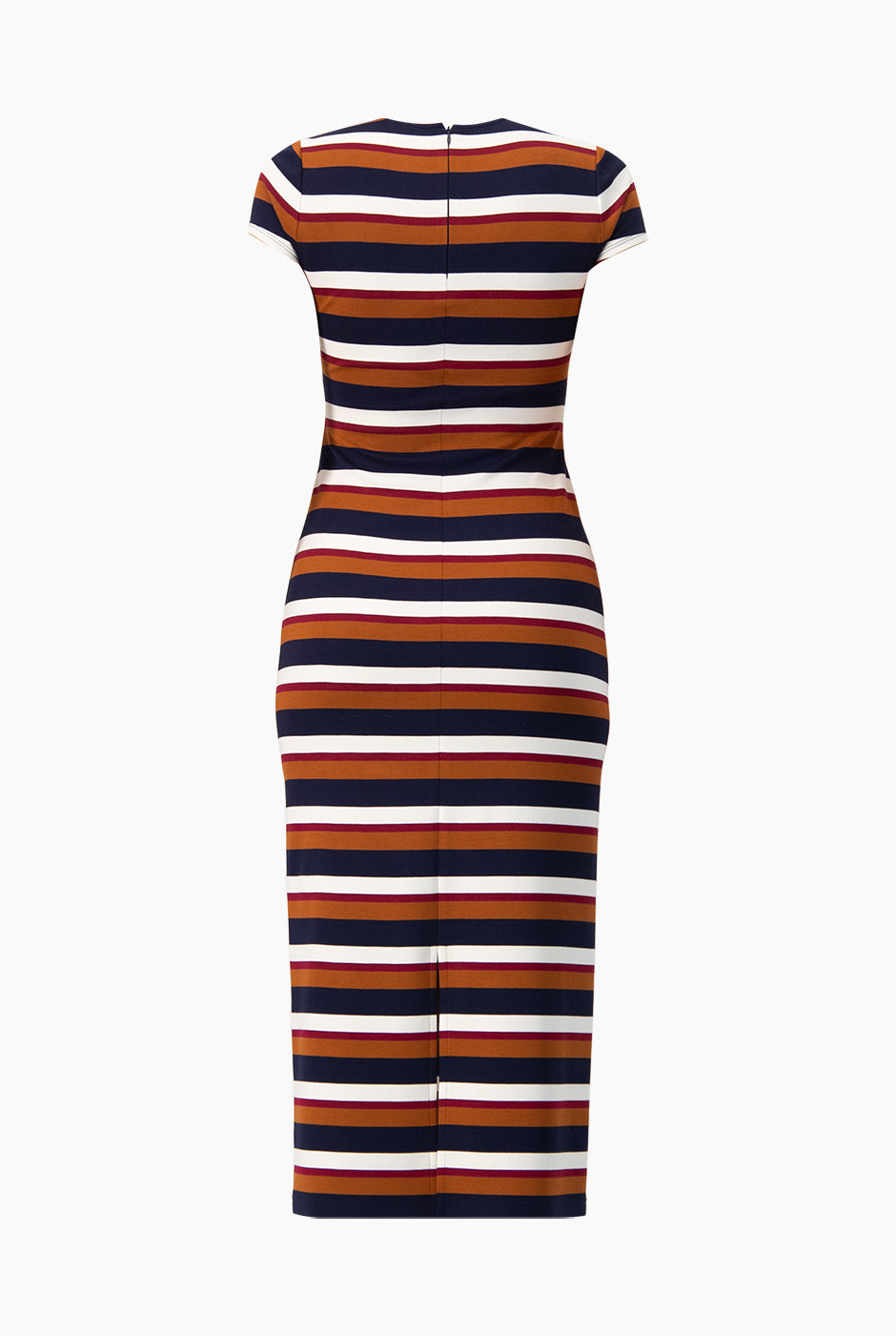 Vestido largo multicolor con mangas cortas tipo cap