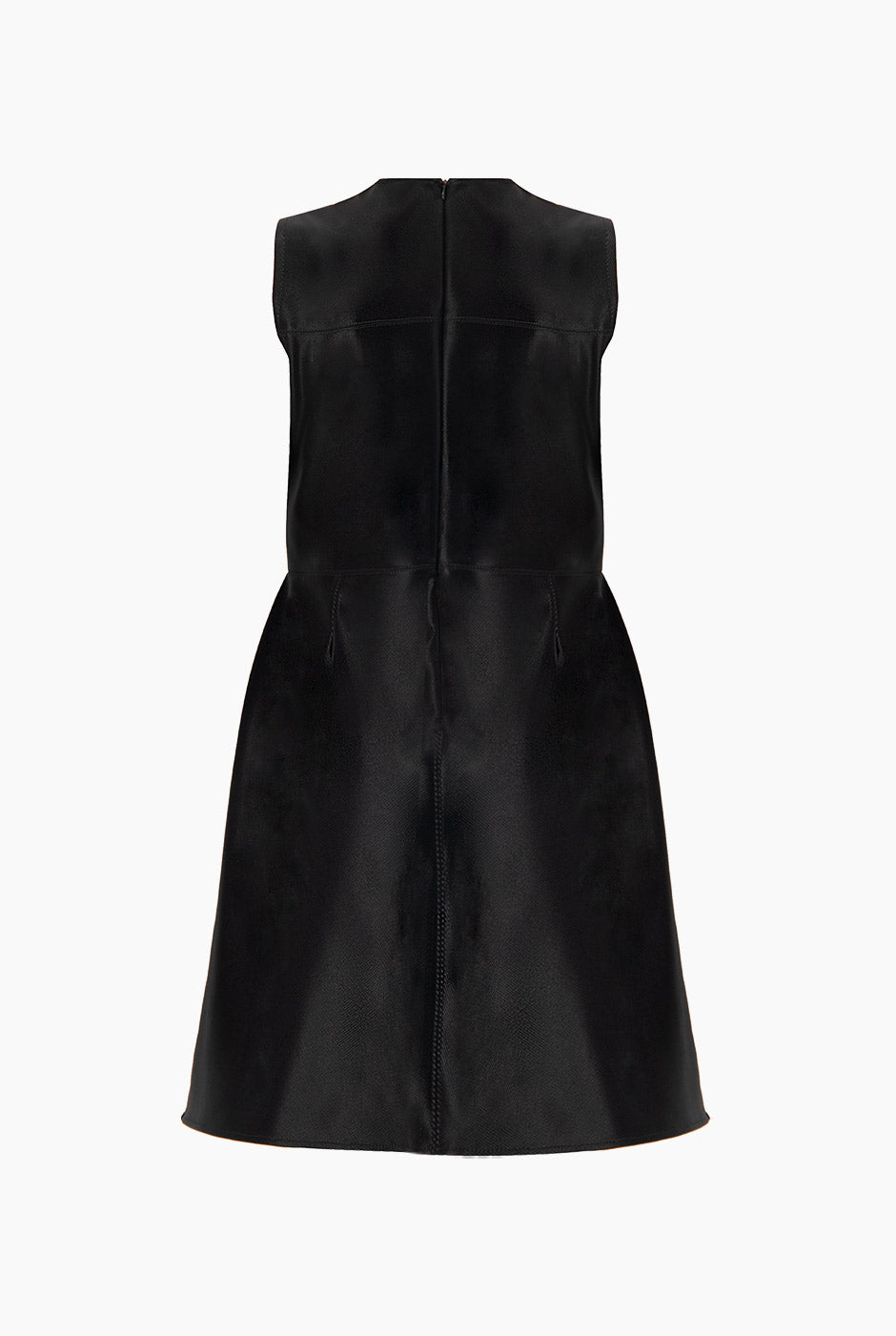 Vestido negro sin mangas con cuello redondo y costuras visibles