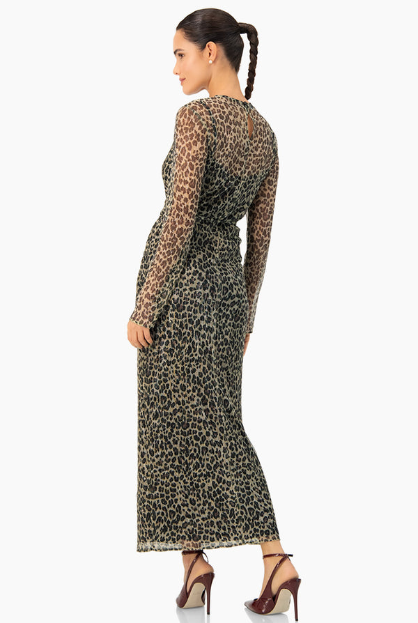 Vestido largo estampado manga larga