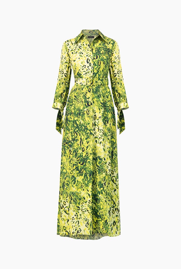 Maxi vestido camisero estampado