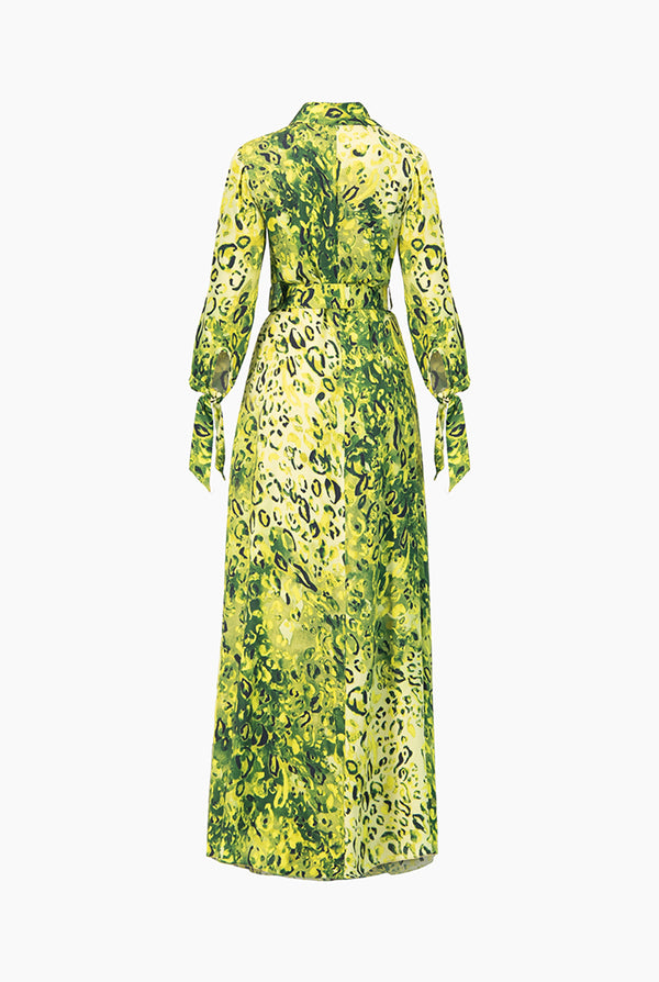 Maxi vestido camisero estampado