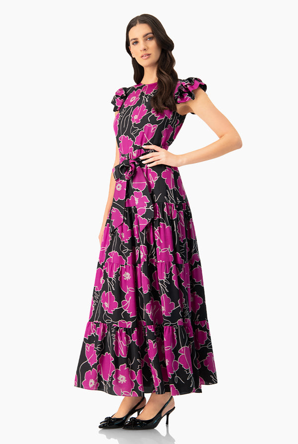 Vestido maxi de cuello redondo