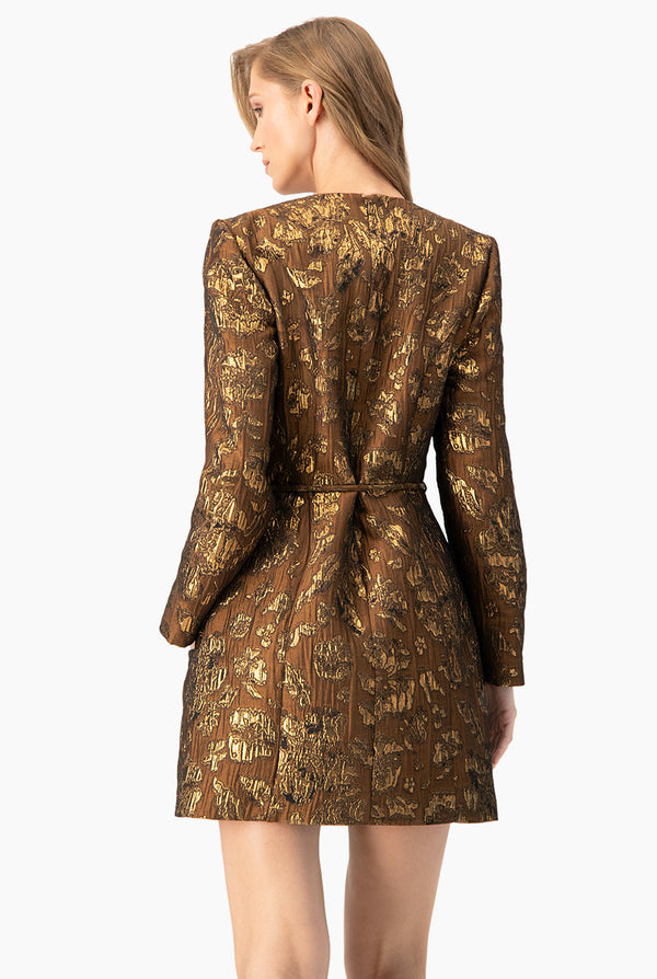 Vestido corto escote V y bolsillos