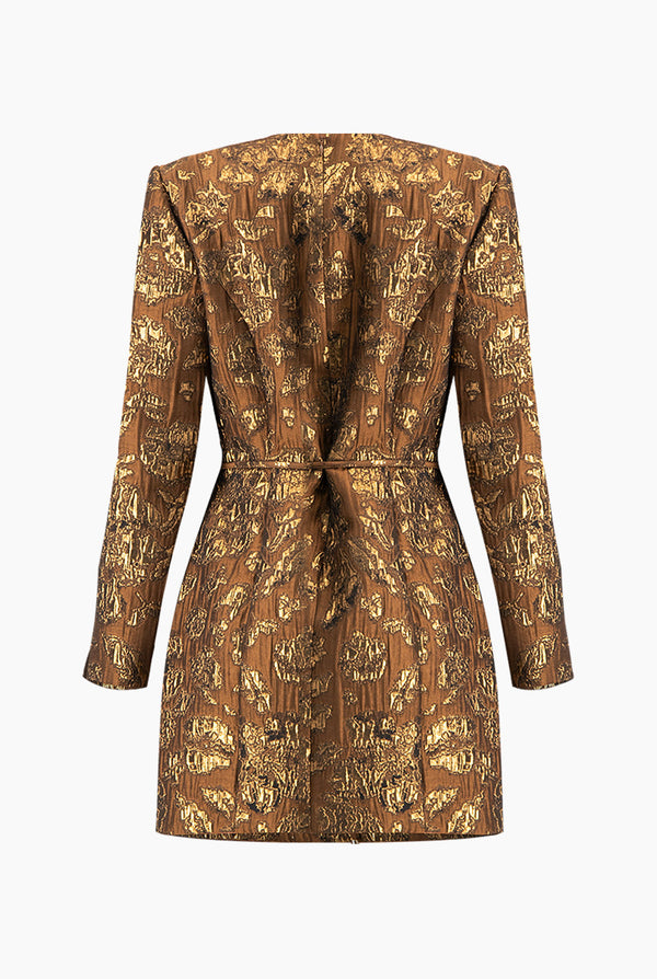 Vestido corto escote V y bolsillos