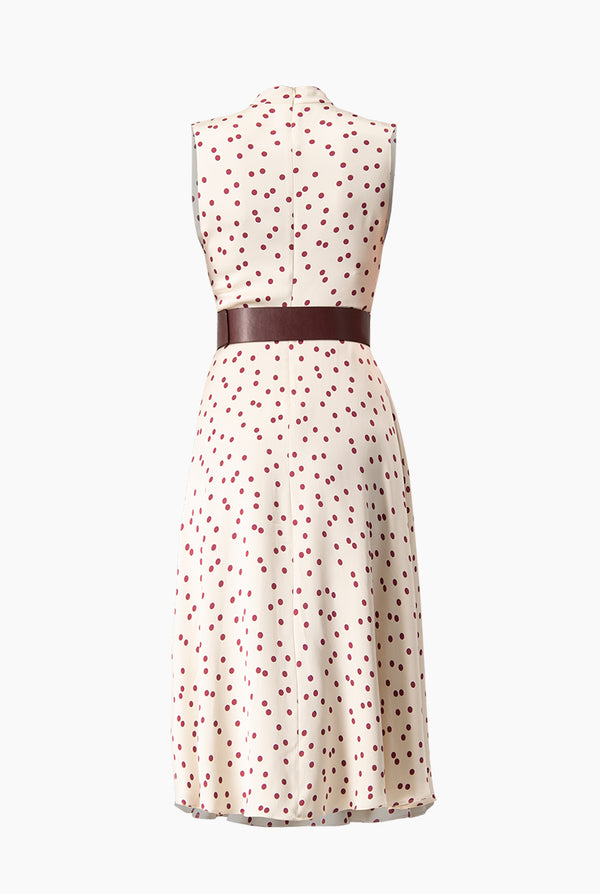 Vestido midi lunares con cinturon