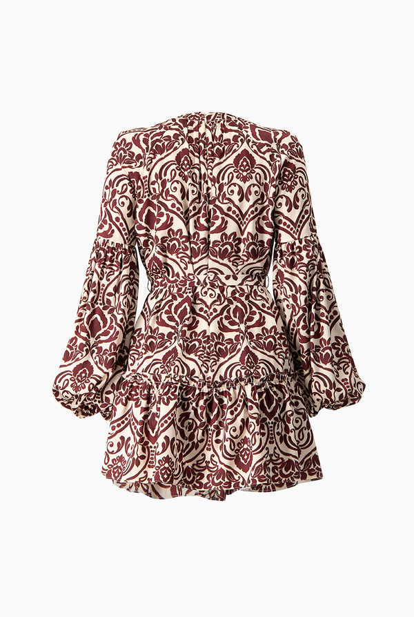 Vestido corto estampado manga larga