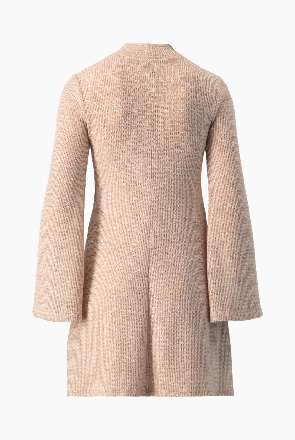 Vestido corto tejido rosa de manga larga y cuello alto