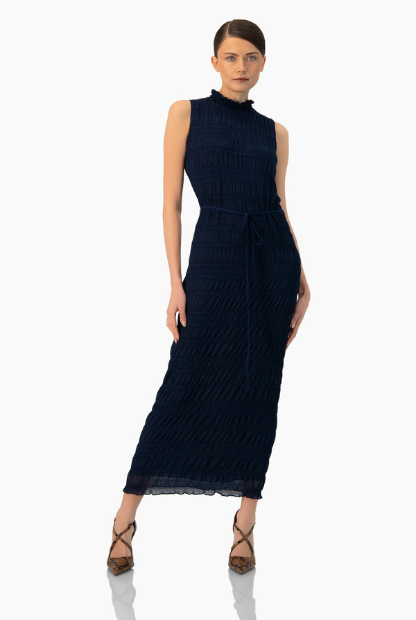 Vestido largo marino sin mangas