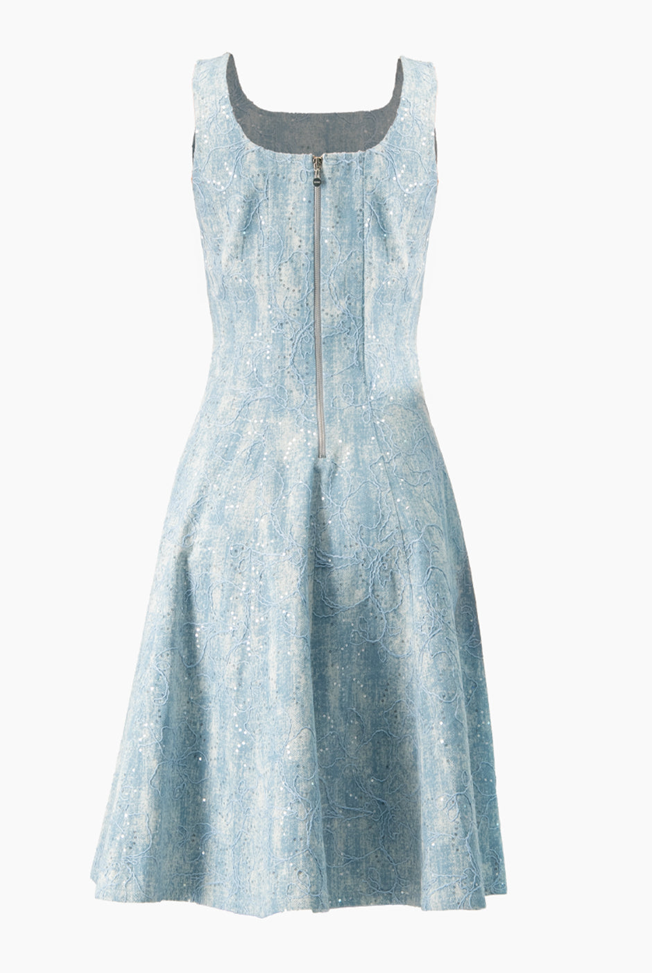 Vestido midi azul de escote cuadrado sin mangas