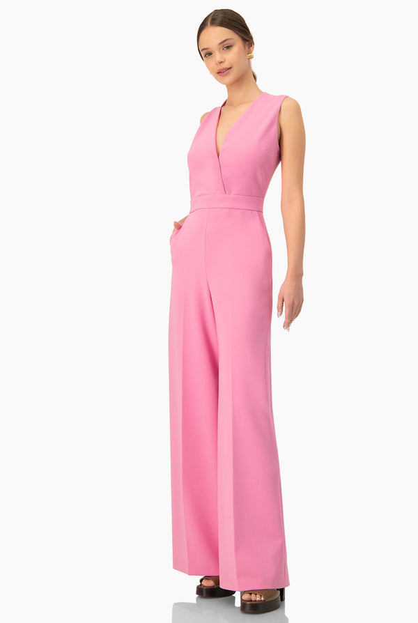Jumpsuit rosa de escote en V