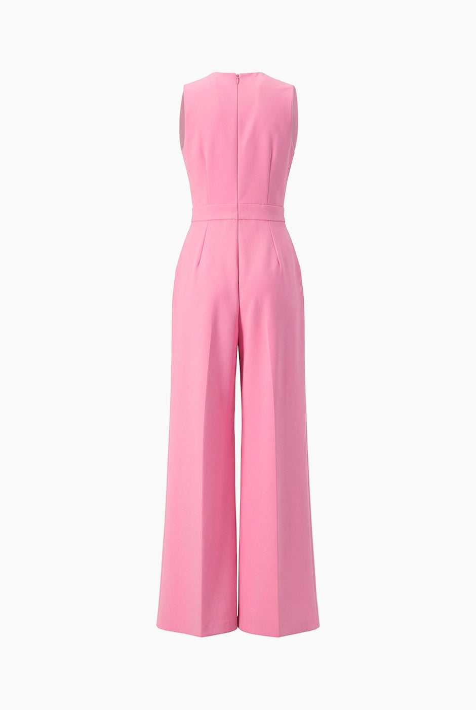 Jumpsuit rosa sin mangas con escote en V y pierna amplia