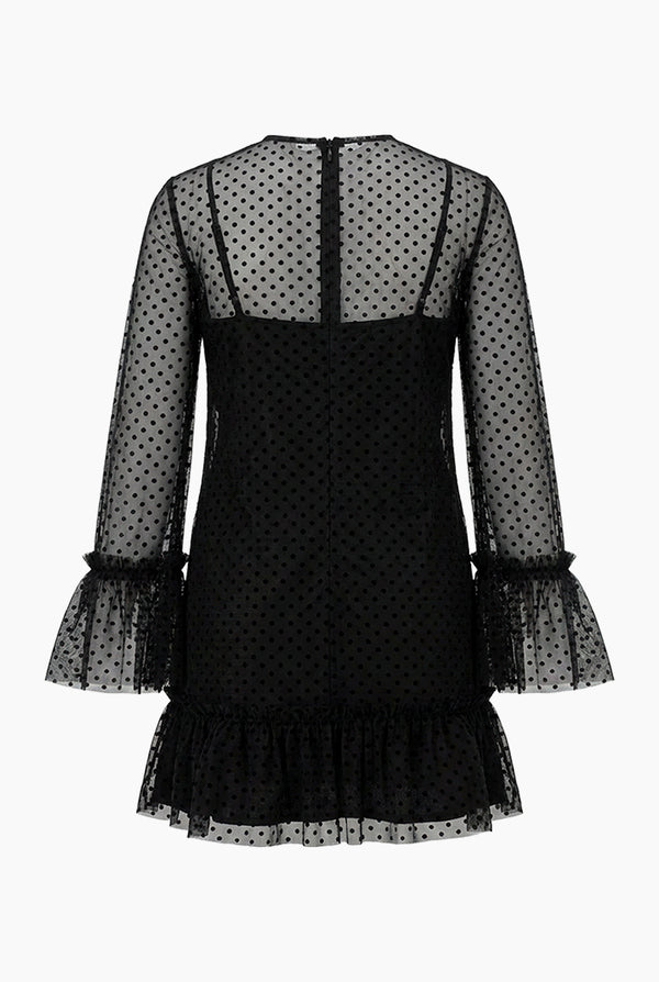 Vestido corto de manga larga amplia