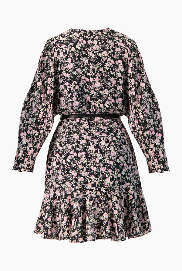 Vestido floreado corto escote en V