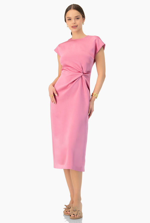 Vestido rosa de hombro caido