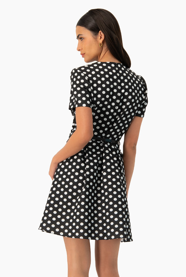 Vestido corto linea A de lunares