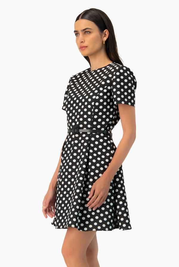 Vestido corto linea A de lunares