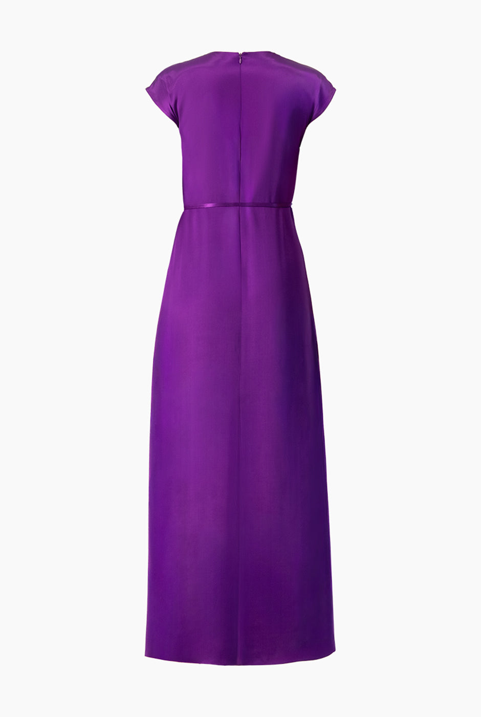 Vestido largo morado sin mangas con cinturón delgado
