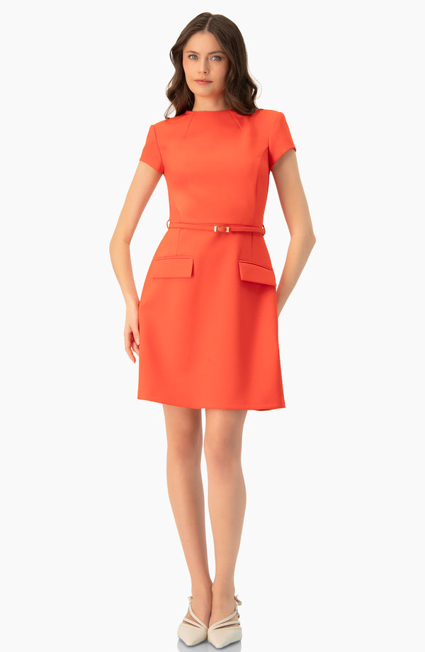 Vestido naranja manga corta