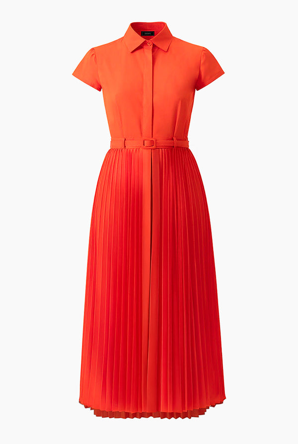 Vestido plisado de manga corta