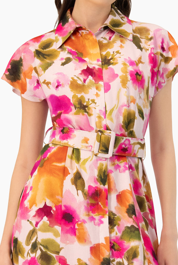 Vestido midi estampado con cinturon