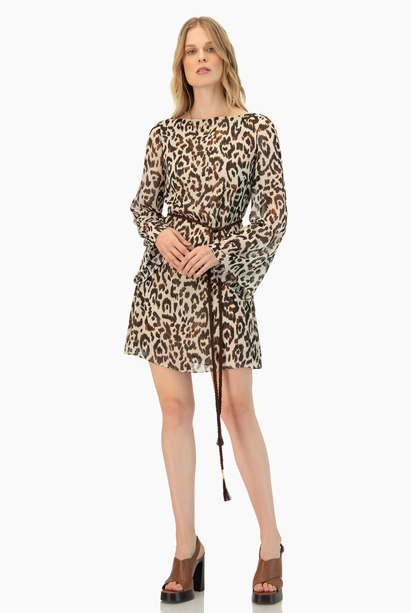 Vestido corto cinta en cintura