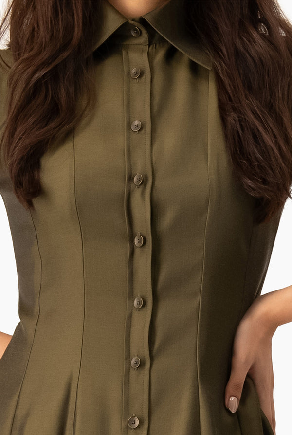 Vestido camisero midi liso