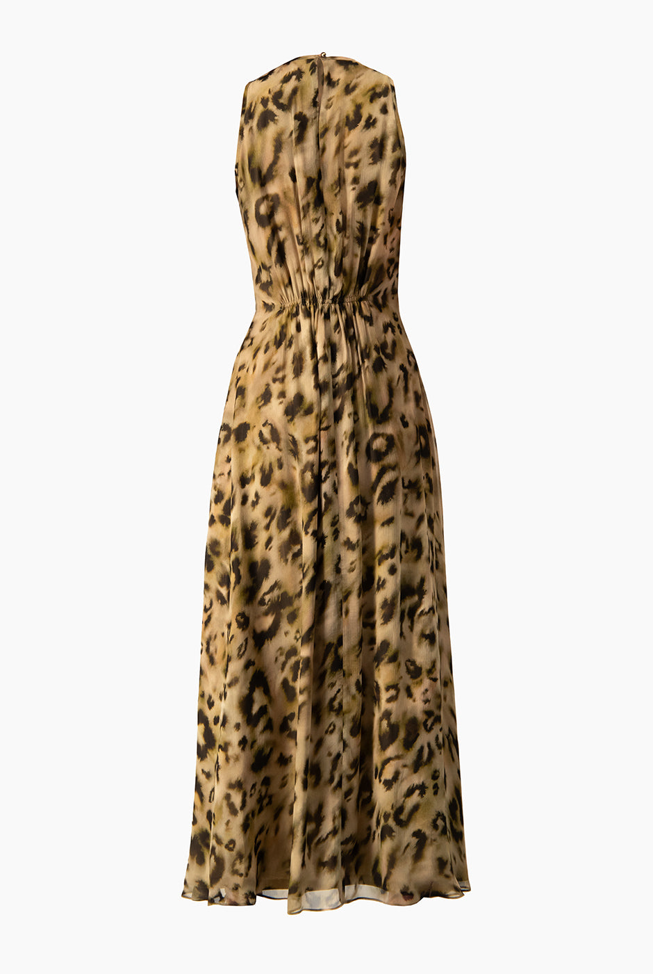Vestido maxi estampado verde olivo sin mangas