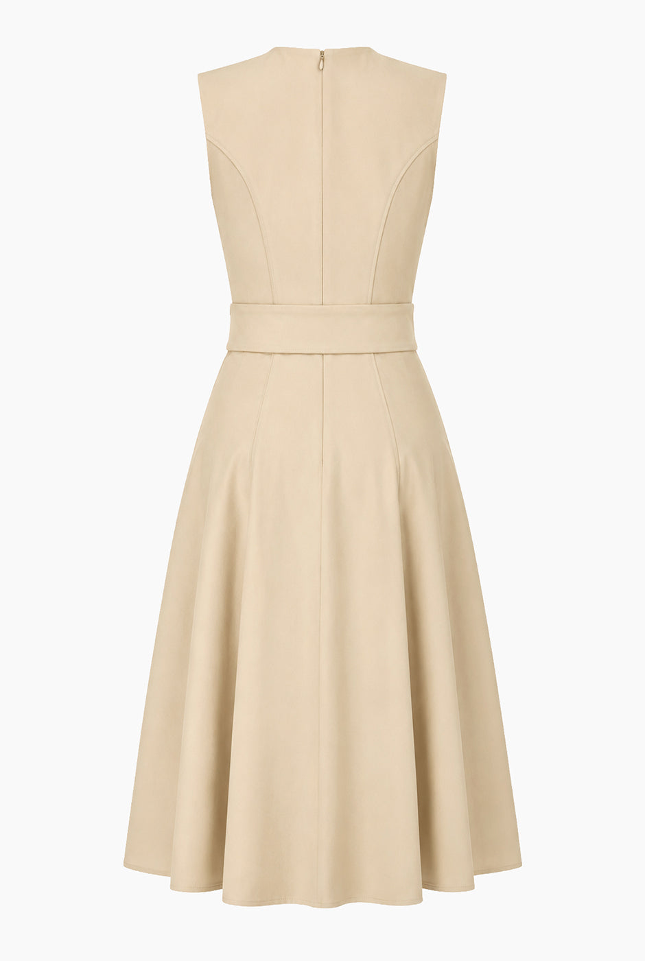 Vestido midi con cinta en cintura