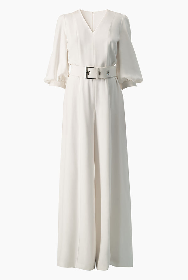Jumpsuit blanco de manga globo