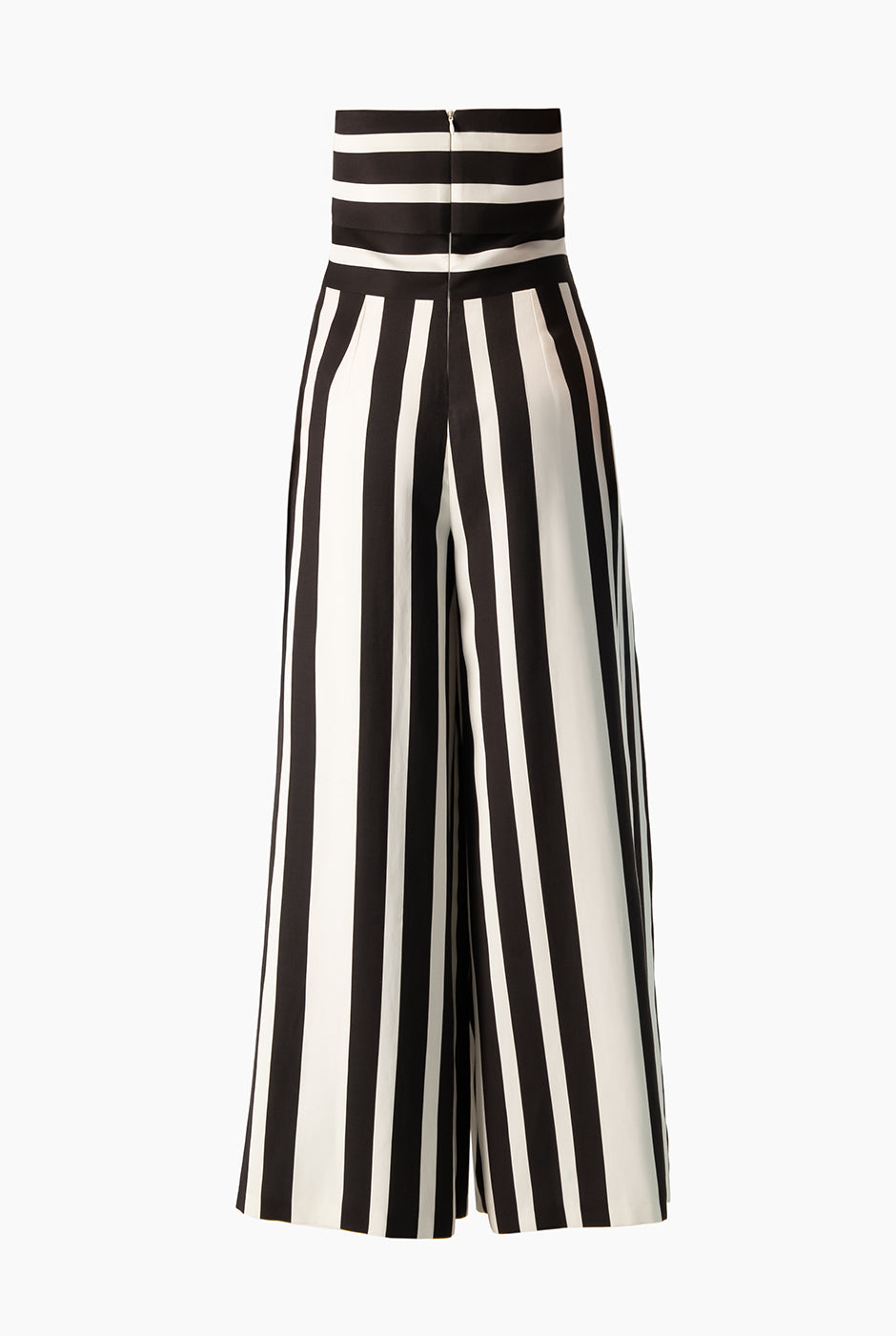 Jumpsuit negro sin mangas de pierna ancha con rayas