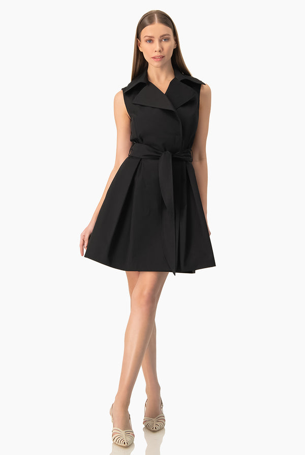 Vestido sin mangas cruzado negro