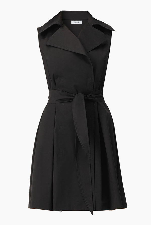 Vestido sin mangas cruzado negro