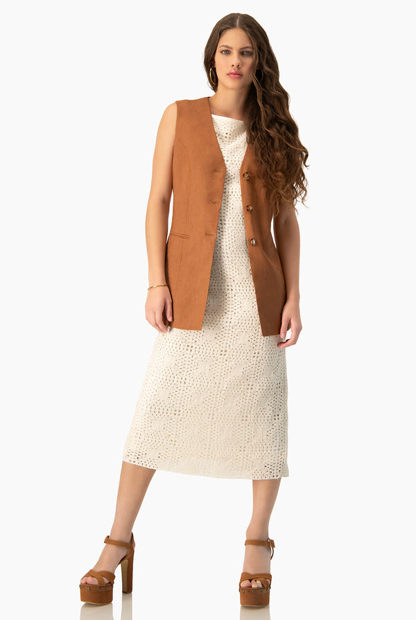 Vestido midi sin mangas tejido