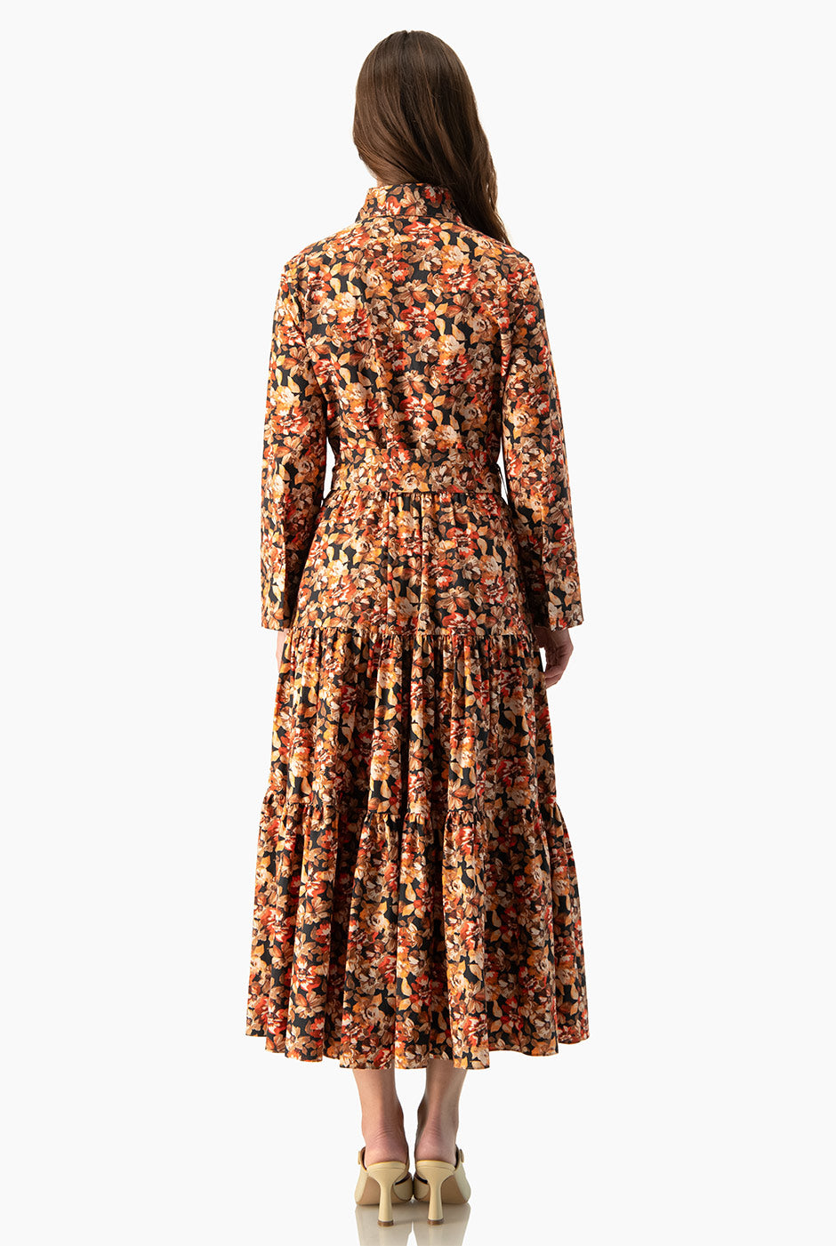 Vestido Ivonne camisero largo con estampado floral multicolor