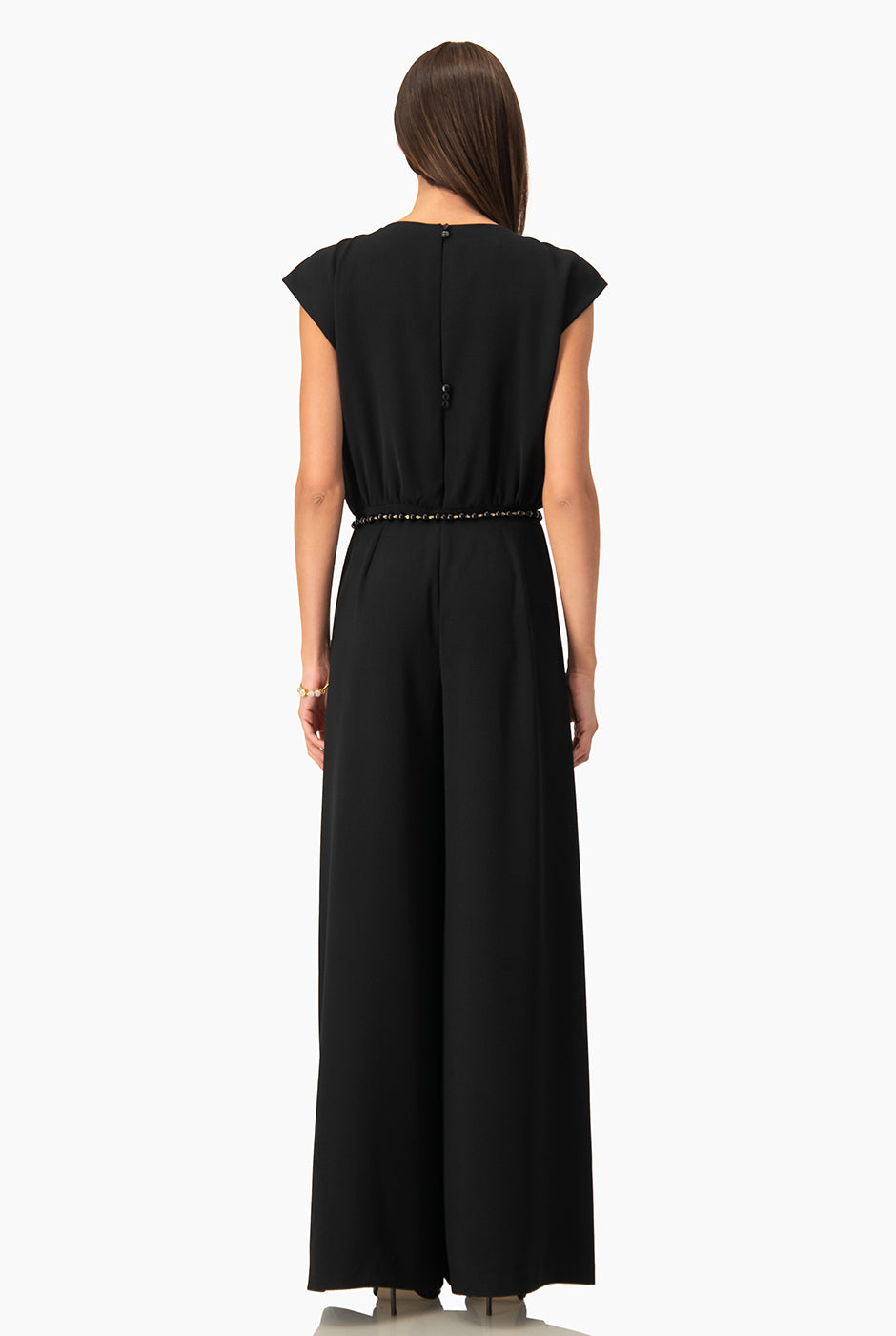 Jumpsuit Ivonne negro con hombro caído y cinturón