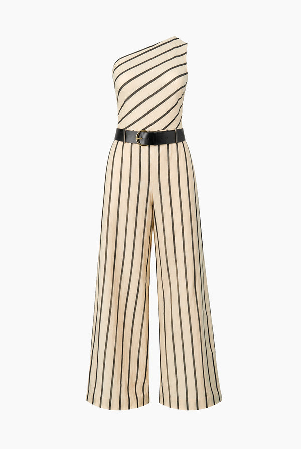 Jumpsuit Ivonne rayado de un hombro