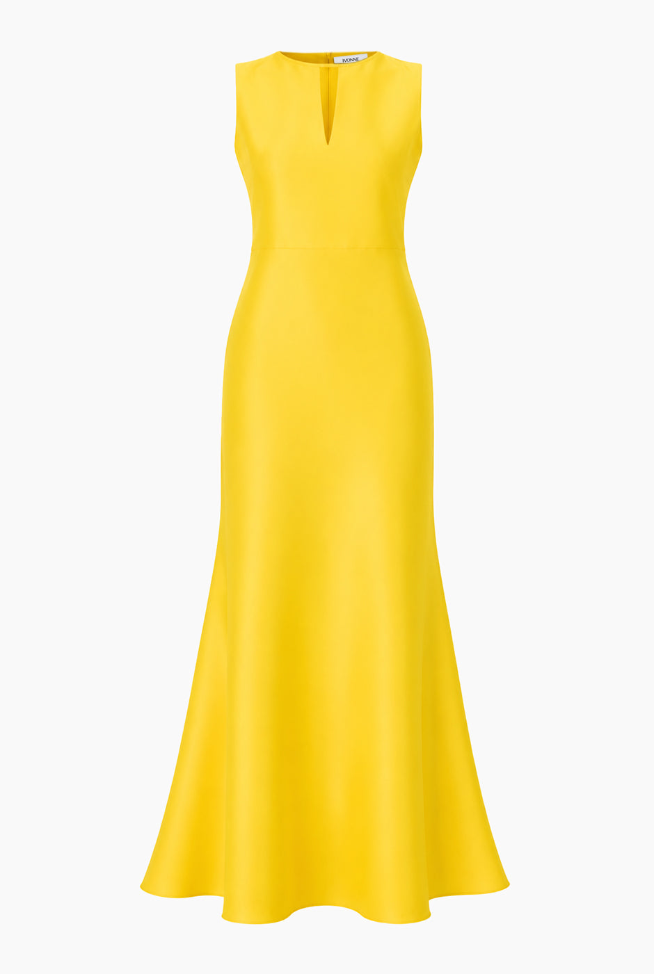 Vestido largo amarillo Ivonne sin mangas con escote en V
