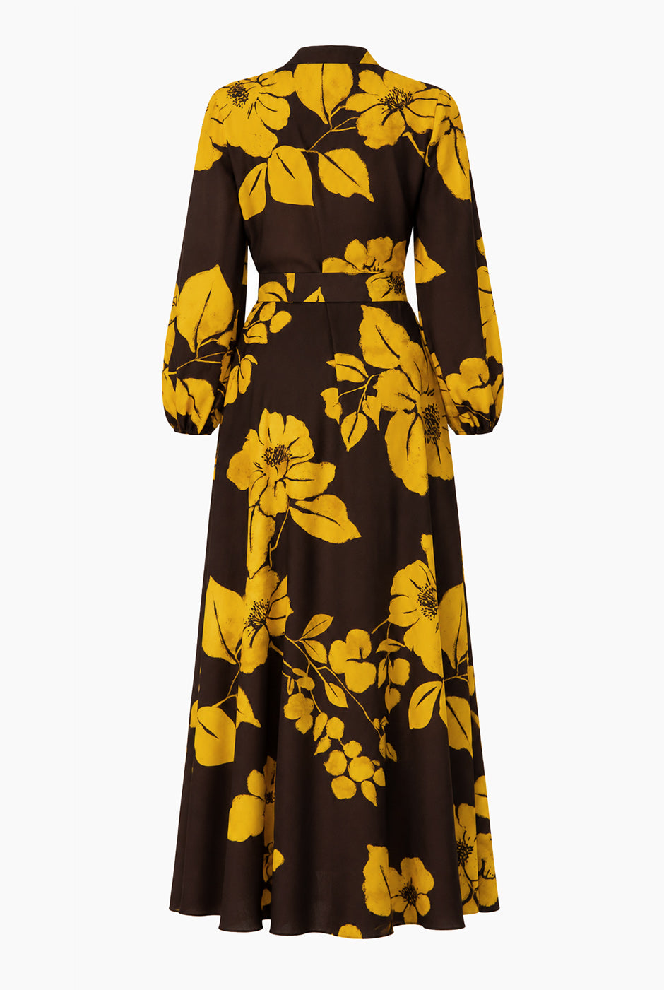 Vestido maxi Ivonne estampado, manga larga, escote en V