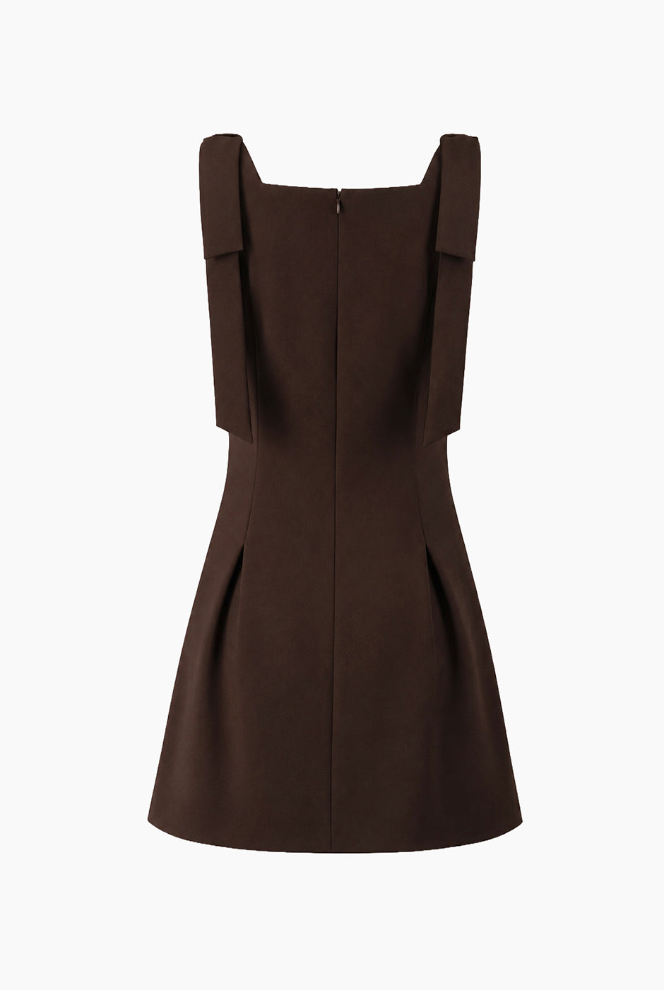 Vestido Ivonne corto café con cintas en los hombros
