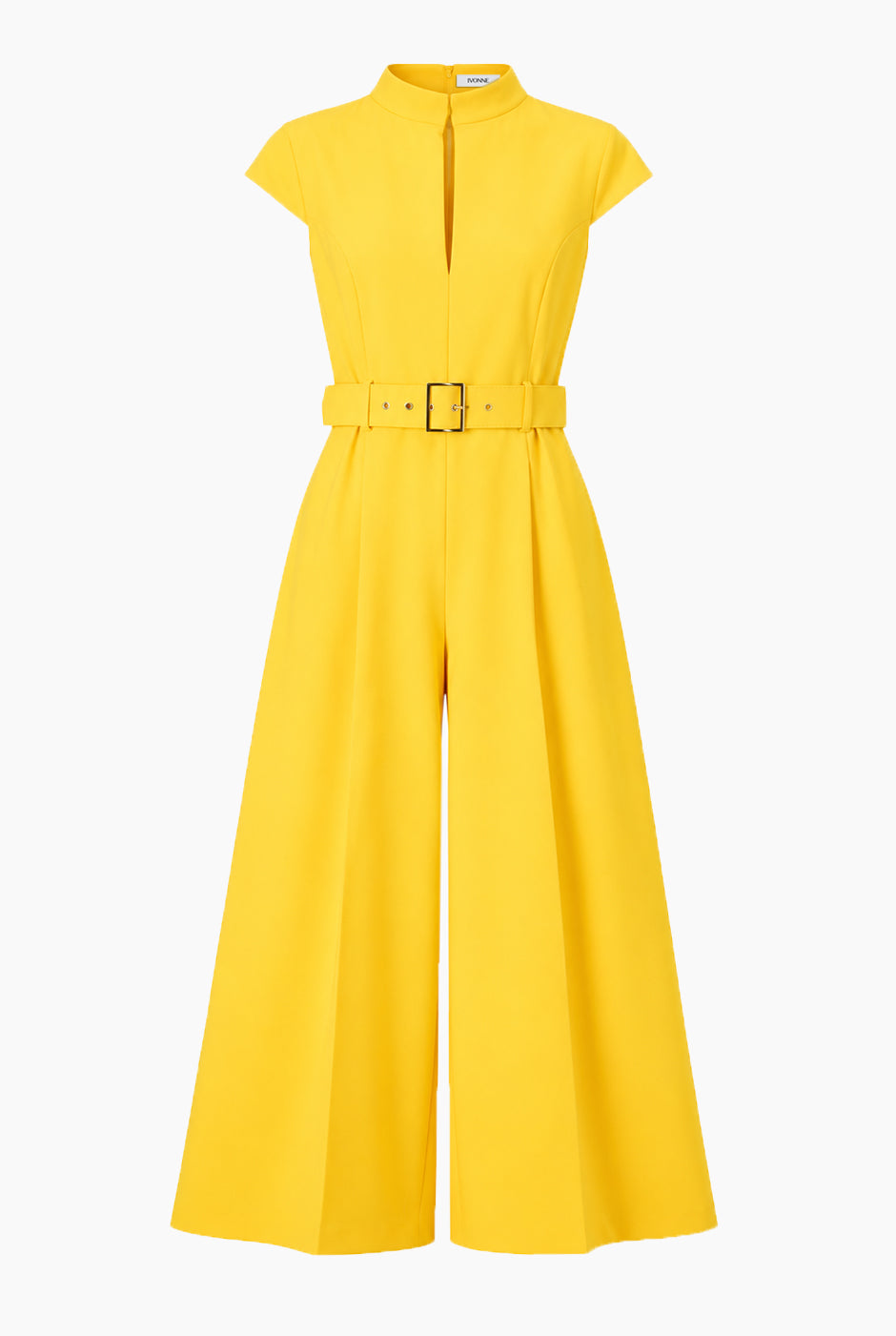Jumpsuit Ivonne amarillo con cinturón y escote